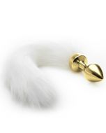 Plug Anal Dourado C/ Cauda Branca