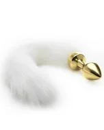 Plug Anal Dourado C/ Cauda Branca
