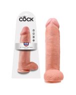 Dildo Realístico C/ Testículos King Cock 12" Branco Caixa