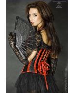 Corpete Glamour + String Preto & Vermelho Lateral