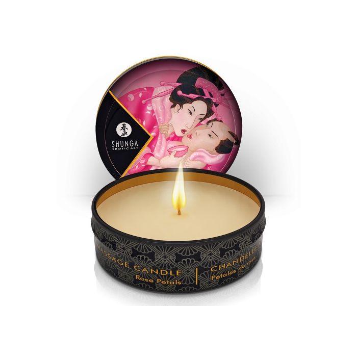 Vela de Massagem Afrodisíaca Shunga Pétalas de Rosa (30 ml)