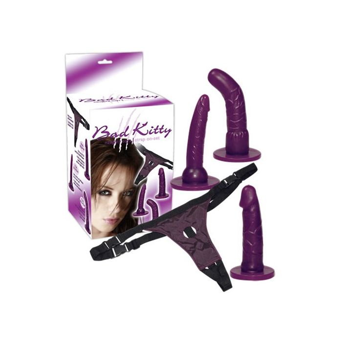 Strap On C/ 3 Dildos Bad Kitty