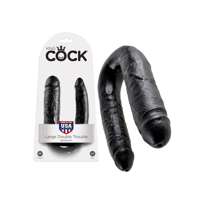 Dildo Duplo Realístico Large Double Trouble King Cock Preto
