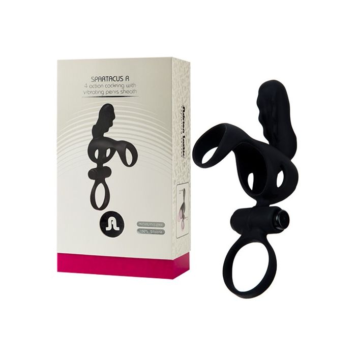 Manga Vibratória C/ Anel Vibratório Spartacus R Adrien Lastic Preta