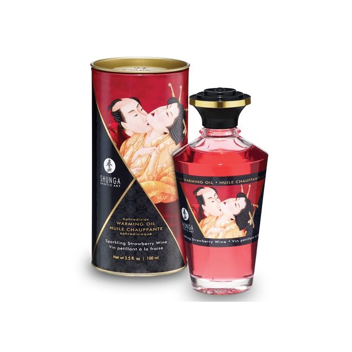 Óleo de Massagem Beijável Shunga Morango Champanhe (100 ml)