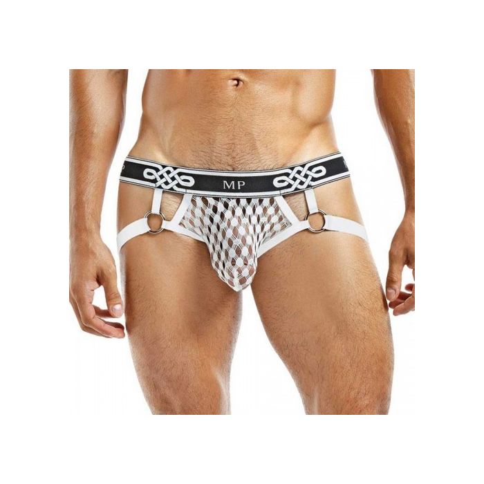Slip Jock Ring Peep Show Male Power Branco Frente Apróx