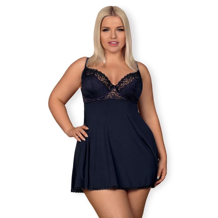 Camisa de Noite & Tanga Drimera Tamanho Queen Obsessive Azul Frente