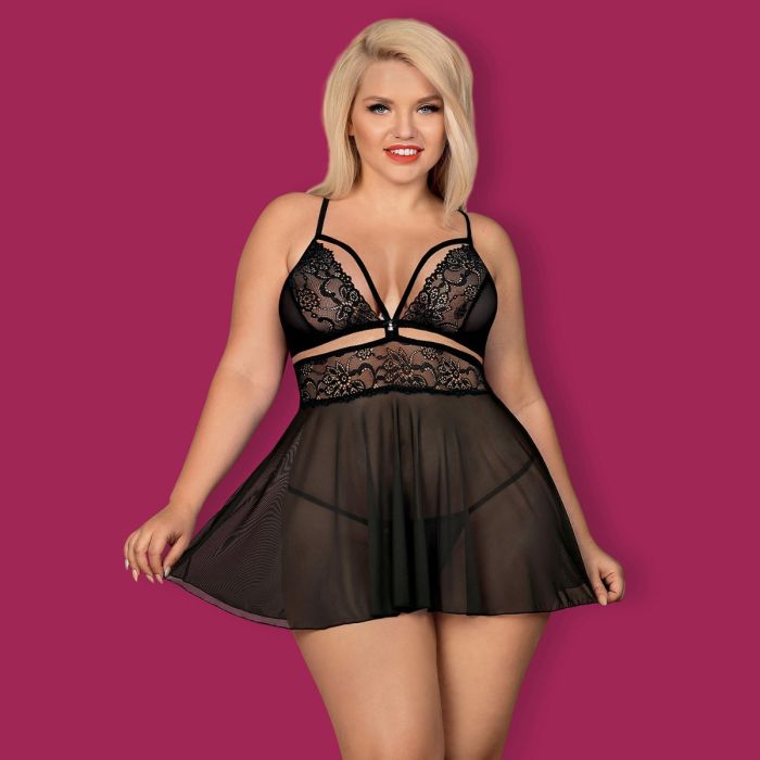 Babydoll 838-BAB Tamanho Queen Obsessive Preto Frente