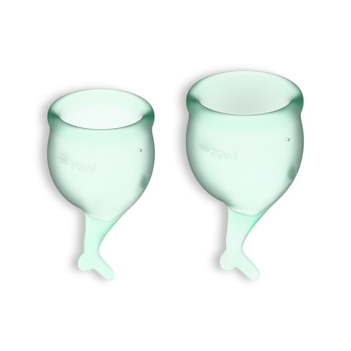 Conjunto de 2 Copos Menstruais Satisfyer Feel Secure Verde Claro