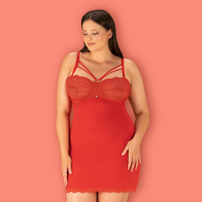 Camisa de Noite & Tanga Loventy Tamanho Queen Obsessive Frente
