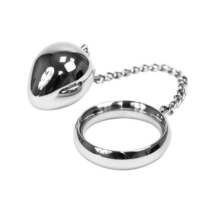 Anel + Plug Anal Metal Hard 50mm e Chain Bead