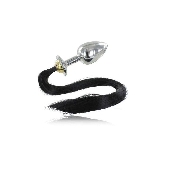 Plug Anal C/ Cauda Metal Hard Black Hair Pony Plug Anal