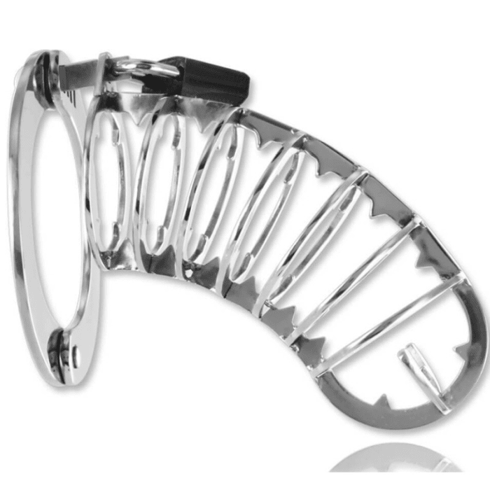 Jaula de Castidade Metal Hard Spiked Chastity Cage 14cm 2