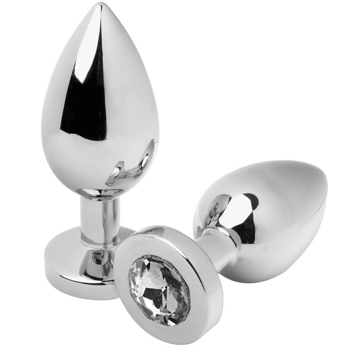 Plug Anal Metal Hard Plug Diamond Transparente Cristal Médio