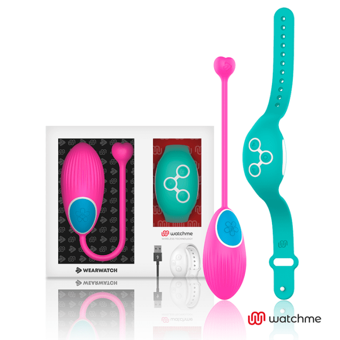 Ovo Vibratório Recarregável WearWatch WatchMe Wireless Fuchsia & Aquamarine Conjunto