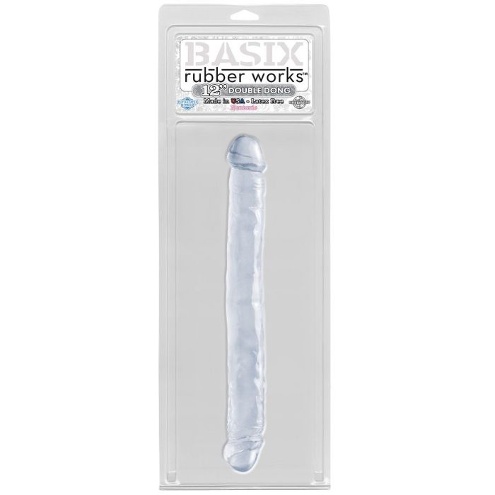 Dildo Duplo Basix Rubber Works 34cm Transparente Embalagem