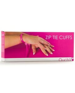 Algemas Descartáveis de Plástico Ouch! Zip Tie Cuffs Rosa Caixa