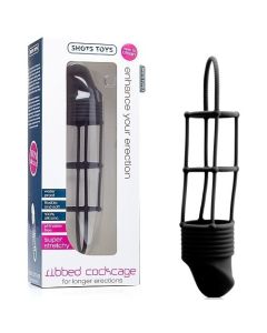 Manga Ribbed Cockcage Preto Conjunto