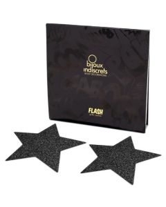 Cobertura Mamilos Flash Glitter Star Bijoux Indiscrets Pretos Caixa