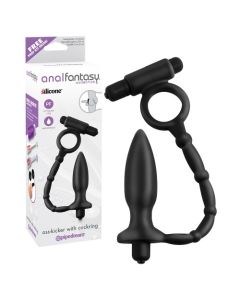 Plug C/ Anel Vibratório Ass Kicker With Cockring Anal Fantasy Conjunto