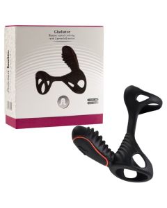 Manga Vibratória C/ Anel Vibratório Gladiator Adrien Lastic Mini Controle Romoto Preta