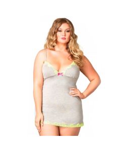 Camisa de Noite Leg Avenue Seraphina Tamanho Grande Cinzenta