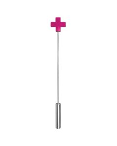 Chibata Ouch! Leather Cross Tipped Metal Crop Rosa
