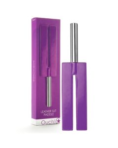 Palmatória Ouch! Leather Slit Paddle Roxa Conjunto
