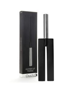 Palmatória Ouch! Leather Slit Paddle Preta Conjunto