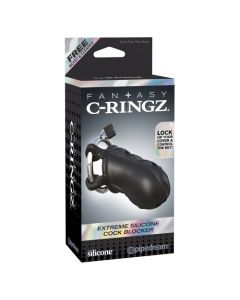 Jaula Fantasy C-RIngz Extreme Silicone Cock Blocker Preta Caixa