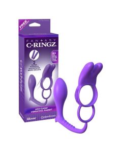 Plug Vibratório C/ Anel Ass Gasm Vibrating Rabbit Fantasy C-Ringz Conjunto