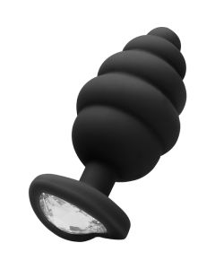 Plug Anal Regular Ribbed Diamond Heart Plug Roxo