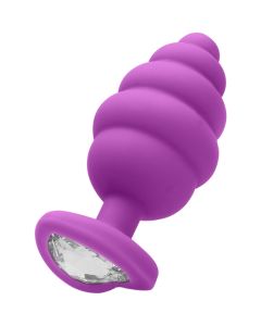 Plug Anal Regular Ribbed Diamond Heart Plug Roxo
