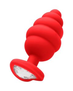 Plug Anal Regular Ribbed Diamond Heart Plug Roxo