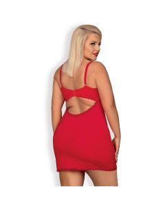 Camisa de Noite & Tanga Jolierose Tamanho Queen Obsessive Vermelha Trás
