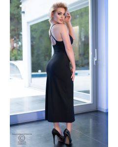 Vestido Comprido Elástico Preto Lateral