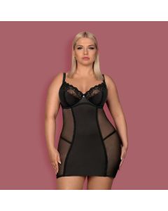 Camisa de Noite & Tanga Amallie Tamanho Queen Obsessive Preto Frente