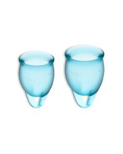 Conjunto de 2 Copos Menstruais Satisfyer Feel Confident Azul Claro