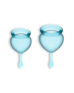 Conjunto de 2 Copos Menstruais Satisfyer Feel Good Azul Claro