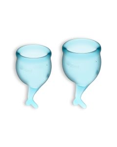Conjunto de 2 Copos Menstruais Satisfyer Feel Secure Azul Claro