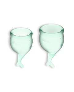 Conjunto de 2 Copos Menstruais Satisfyer Feel Secure Verde Claro