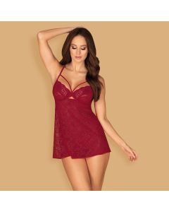 Camisa de Noite & Tanga Ivetta Obsessive Vermelha Frente