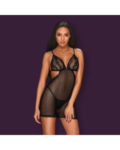 Camisa de Noite & Tanga Millagro Obsessive Preta Frente