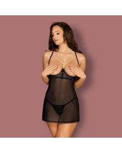 Camisa de Noite & Tanga PearLove Obsessive Preta Frente