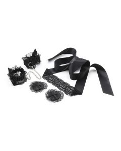 Conjunto de Renda Preta Lace Me Up Crushious