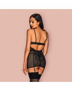 Camisa de Noite & Tanga Basitta Obsessive Preta Trás