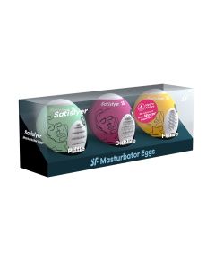 Pack de 3 Masturbador Masturbator Egg Riffle, Bubble e Firece Satisfyer