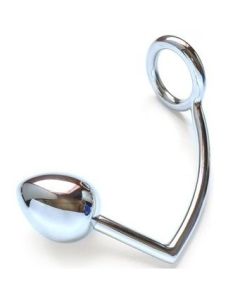 Anel C/ Plug Anal Metal Hard Cock Ring With Anal Bead 45mm