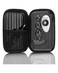 Plug Anal Recarregável C/ Comando B-Vibe Triplet Preto Conjunto