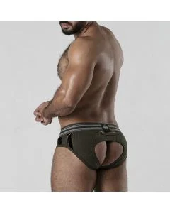 Cueca Backroom Bottomless Locker Gear Caqui Trás